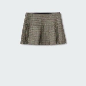 Mango Checkered Mini Skirt - Black and Brown